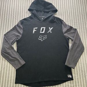 Fox Racing Men's XL Thermal Hoodie Long Sleeve Casual Pullover Y2K Black